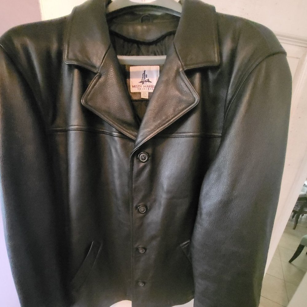 Misty Harbor Original Mens Heavy Leather Jacket with removable lining.
